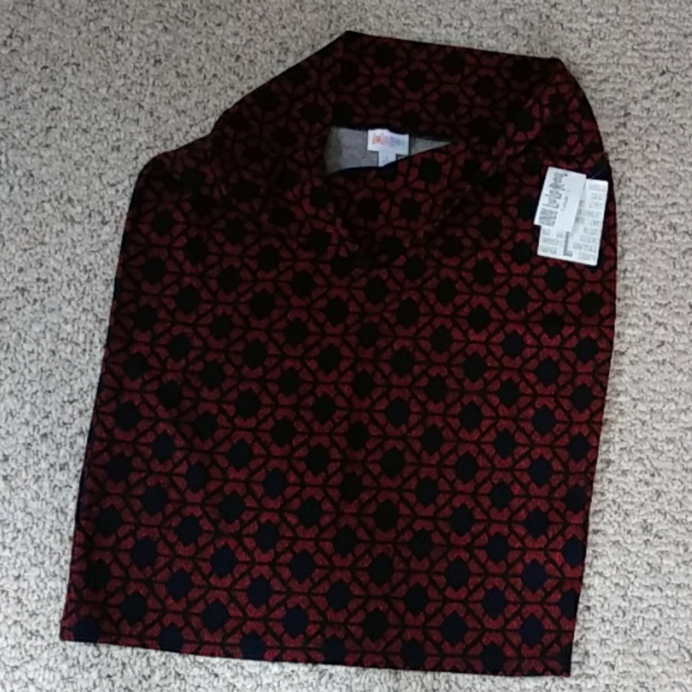 Size large Lularoe Cassie stretchy LLR navy rust